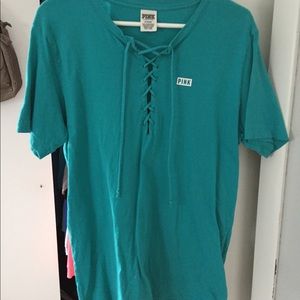 VS PINK shirt sleeve tie tee